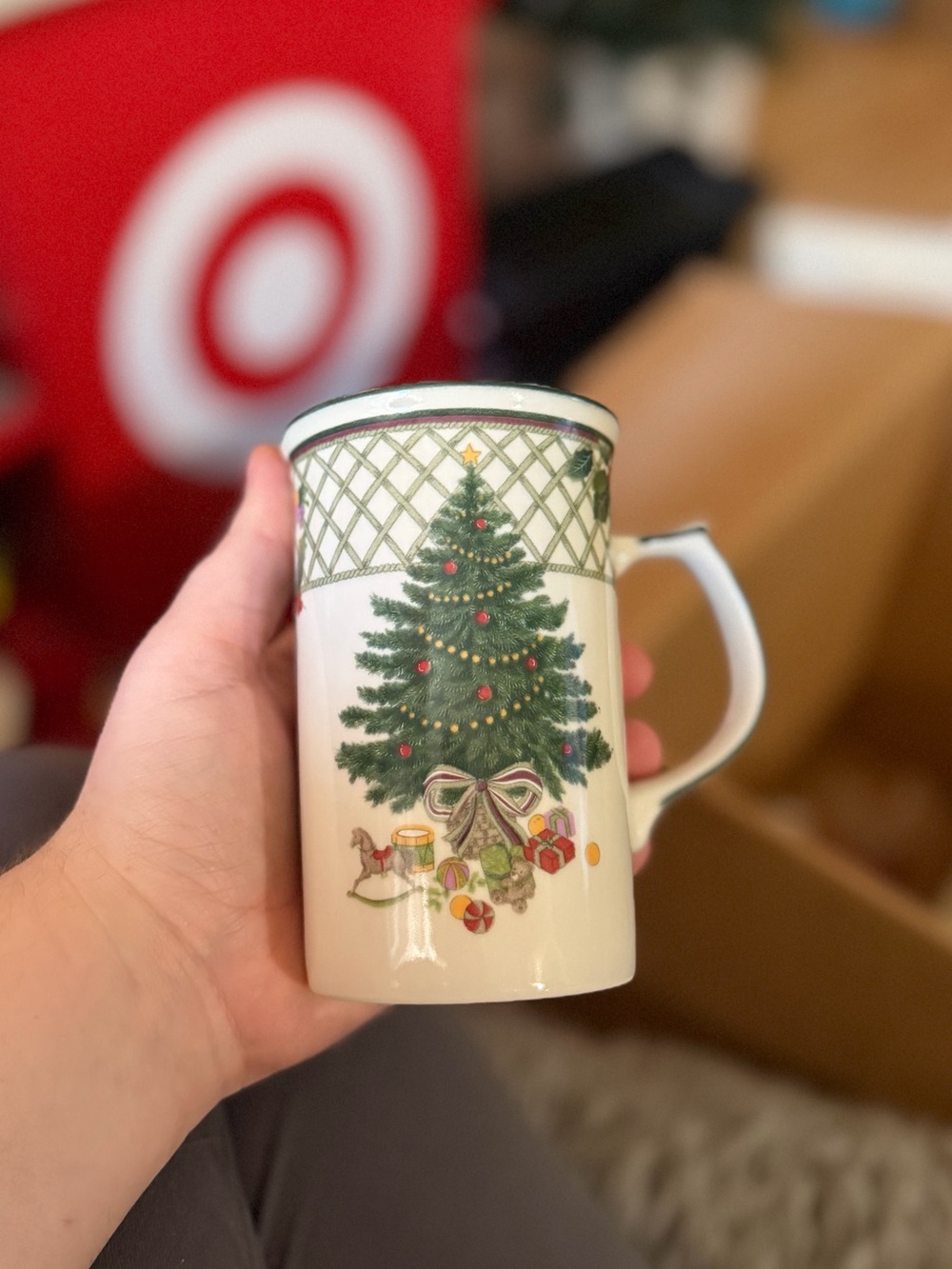 Vintage 4 PIECE Mikasa holiday Ceramic Christmas Tree Mug - Green